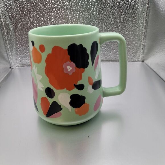 NWT! Starbucks Mug Flowers Design Mint Green 14oz Summer 2020 - Picture 2 of 3
